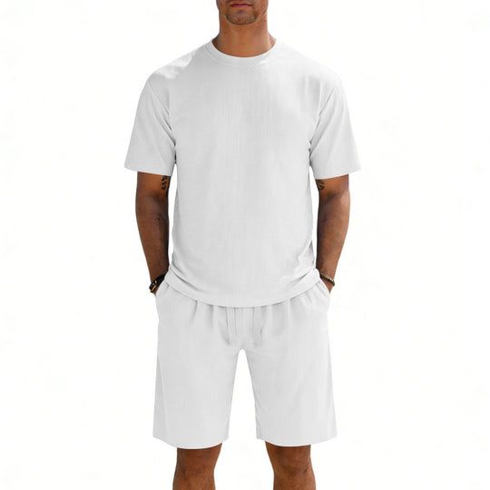 Herren nan Kurzarmshirt- und Bermudakombination aus geripptem Jersey mit elastischem Tunnelzugbund R&B