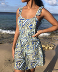 Damen Wickelkleid mit verspielten Rüschendetails und elegantem Muster R&B