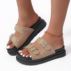 Damen Komfortable Riemensandalen mit modischem Glitzerakzenten und verstellbaren Schnallen