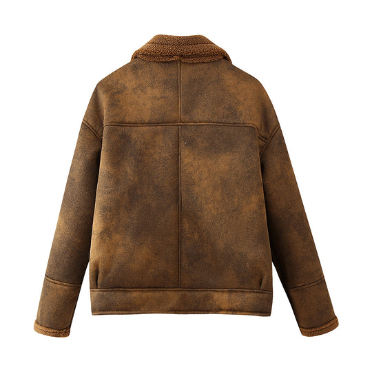 Damen gemütliche Teddy jacke mit praktischen Taschen R&B