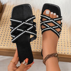 Damen Elegante Sandalen mit glitzernden Steinen R&B