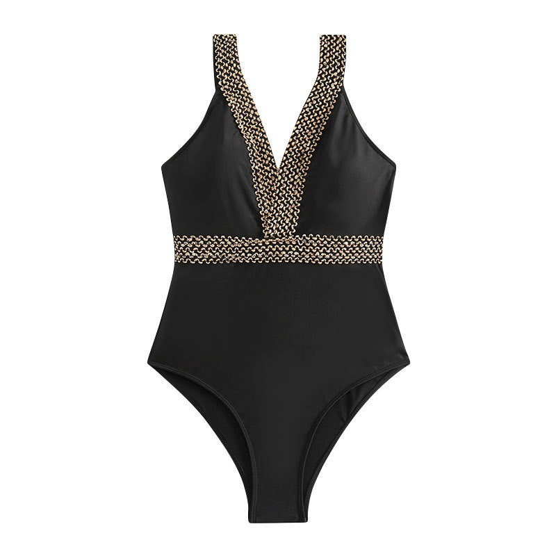 Damen Chic Badeanzug mit Glitzerborten R&B