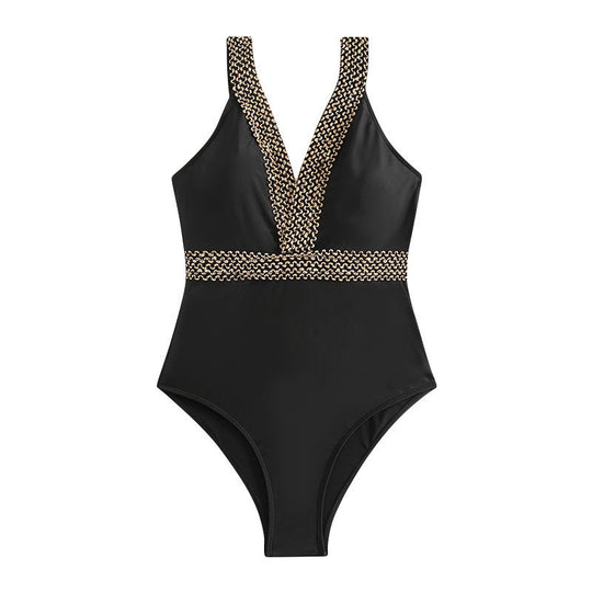 Damen Chic Badeanzug mit Glitzerborten R&B
