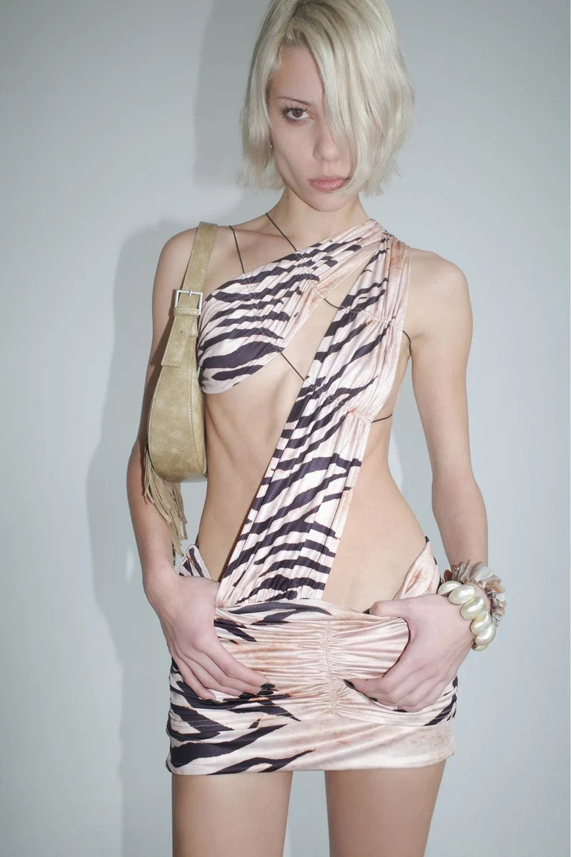 Damen Figurbetontes Minikleid mit asymmetrischen Design R&B