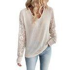 Damen Luftiger Pullover mit Spitzenärmeln R&B