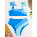 Damen Bikini-Set mit verspielten Schleifen und modernem Farbblockdesign R&B