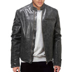 Herren Lederjacke mit Stehkragen