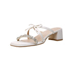 Damen elegante Sandalen mit funkelnder Strass-Applikation und bequemer Blockabsatz
