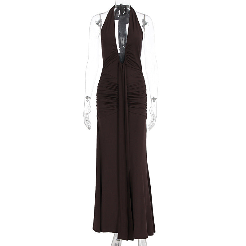 Damen Elegantes Kleid mit tiefem V-Ausschnitt und figurbetontem Schnitt R&B