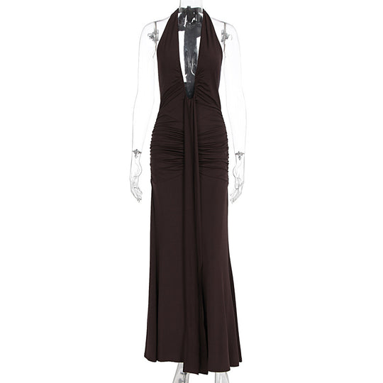 Damen Elegantes Kleid mit tiefem V-Ausschnitt und figurbetontem Schnitt R&B