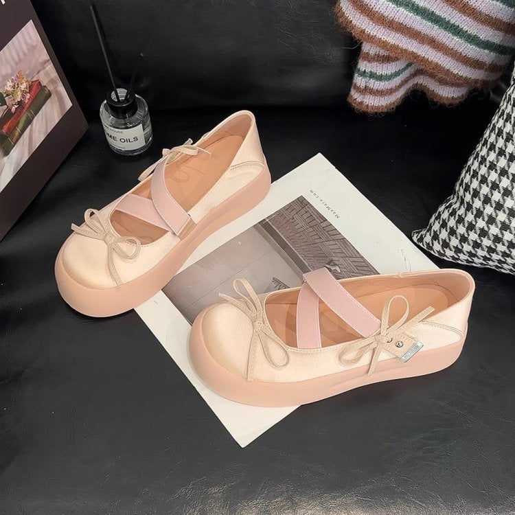 Damen Plateausneaker mit verstellbarem Riemen und dekorativen Schleifendetails R&B