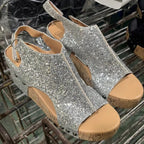 Damen Funkelnde Sandaletten mit modischem Kork-Design R&B