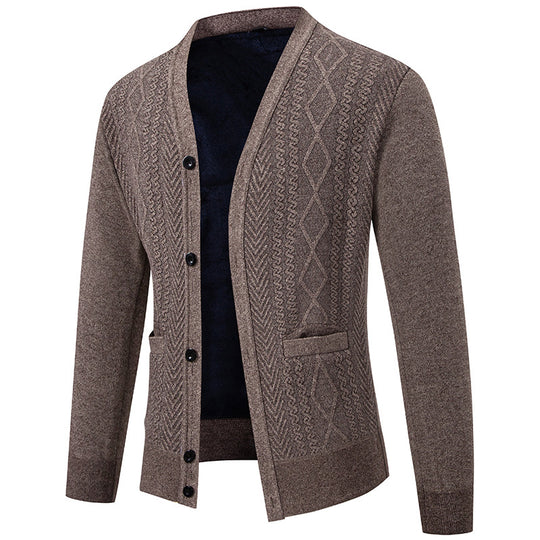 Herren Strickjacke mit strukturiertem Design und Knopfverschluss R&B