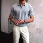Herren nan Premium-Feinstrick-Poloshirt mit offenem Hemdkragen und dezenter Knopfleiste R&B