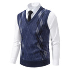 Herren eleganter V-Ausschnitt Pullunder im argyle Muster