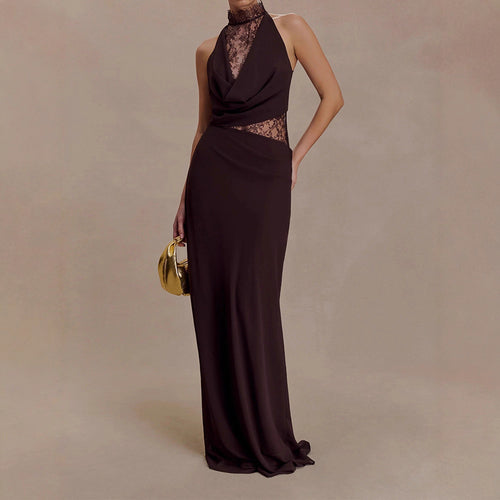 Damen Elegantes Bodenkonturen-Kleid mit exquisiter Spitzeneinlage R&B