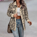 Damen Jacke im Leopardenmuster mit strukturiertem Stoff und praktischen Taschen R&B