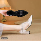 Damen Elegante und trendige Pumps mit T-Riemen und hoher Absatzhöhe R&B