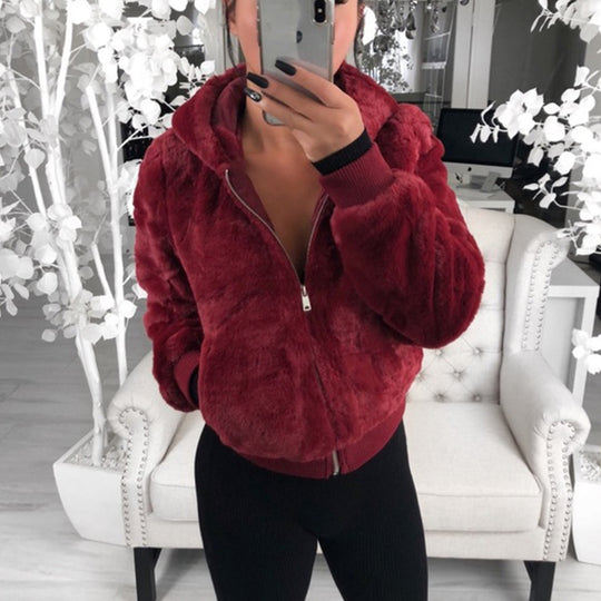 Damen Kunstfell Bomberjacke R&B