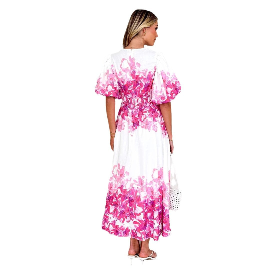 Damen Maxikleid mit voluminösen Ärmeln und floralem Print R&B