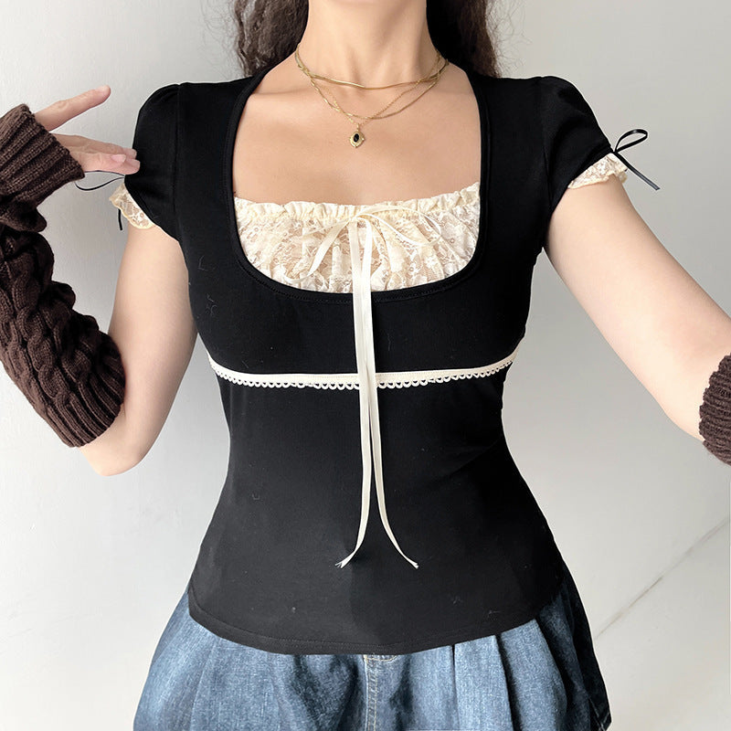 Damen Elegantes Spitzenoberteil mit raffinierten Schnürdetails R&B