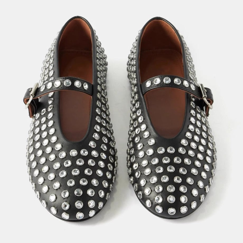 Damen Modische Ballerinas mit Strassverzierungen und komfortablem Fußbett R&B