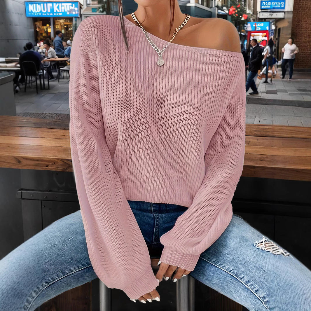 Damen lässiger Pullover mit asymmetrischem Schnitt und überschnittenen Schultern R&B