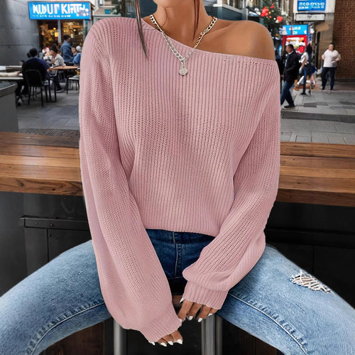Damen lässiger Pullover mit asymmetrischem Schnitt und überschnittenen Schultern R&B