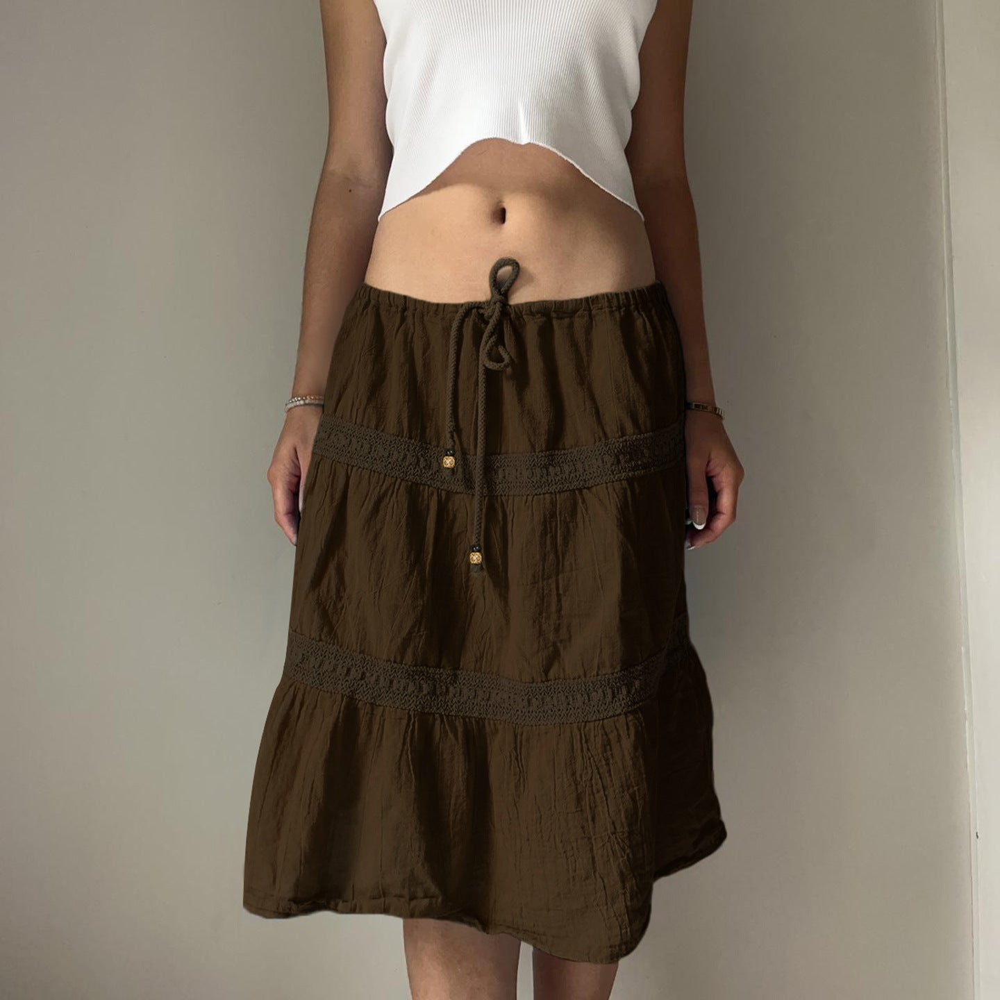 Damen luftiger Jumpskirt mit elastischem Bund und Raffungen R&B