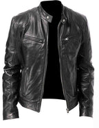Herren Vegan-Lederblouson mit Stehkragen