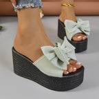 Damen Wedge-Pantoletten mit eleganten Schleifen aus hochwertigem Material R&B