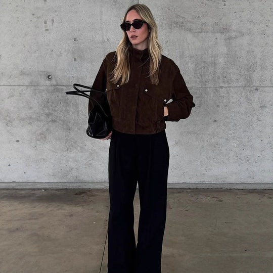 Damen Kunstlederjacke mit strukturiertem Schnitt und praktischen Taschen R&B