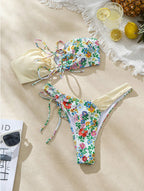 Damen Bandeau-Bikini Set mit floralem Design R&B