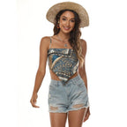 Femme Artistic Bandana Stil Crop Top R&B