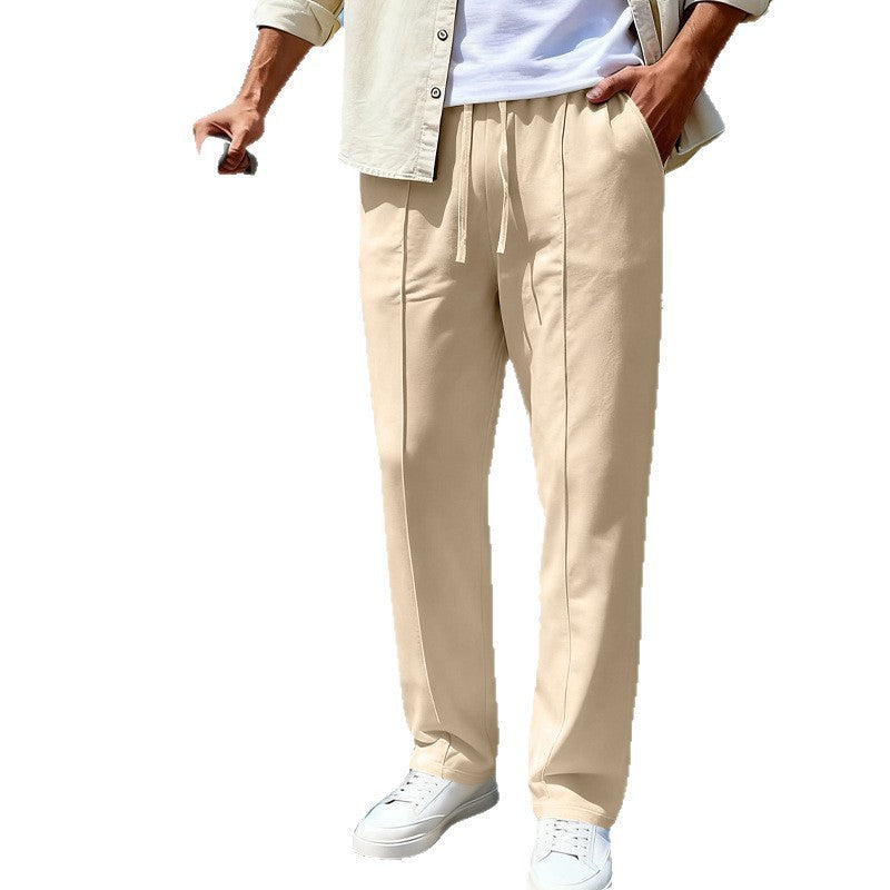 Herren nan elegante Sweathose mit Bügelfalte geradem Bein und Tunnelzug R&B