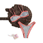 Damen Bandeau-Bikini mit Wellenmuster und verstellbaren Trägern R&B