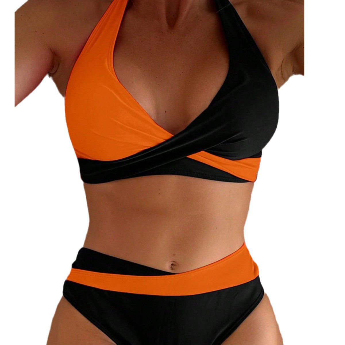 Damen Hoch tailliertes Bikini-Set mit asymmetrischem Oberteil R&B