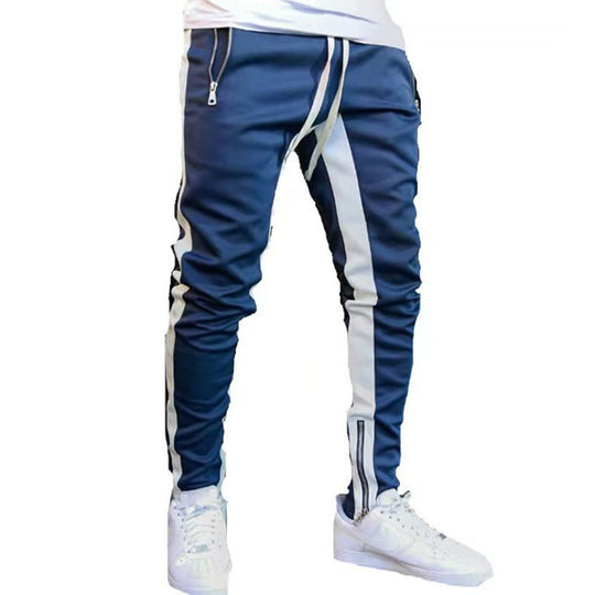 Herren nan schmale Jogginghose mit seitlichem Kontraststreifen, Kordelzug und Knöchelreißverschluss R&B