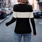 Damen Strukturierter Pullover mit modischem Streifenmuster R&B