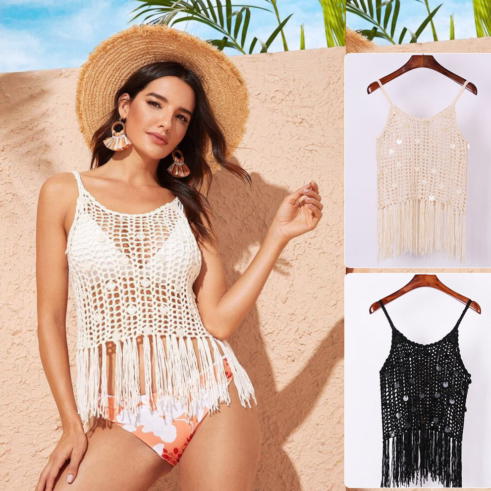 Damen trendiges Häkel-Top mit fransigen Details R&B