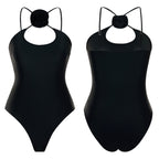 Damen Einteiler Badeanzug mit floralem Dekor und keyhole Ausschnitt R&B