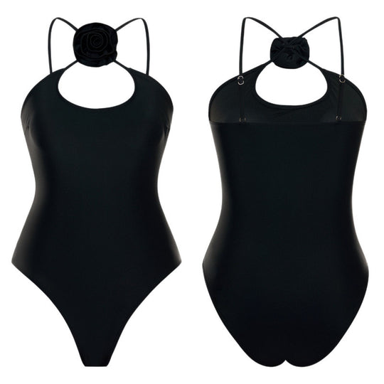 Damen Einteiler Badeanzug mit floralem Dekor und keyhole Ausschnitt R&B