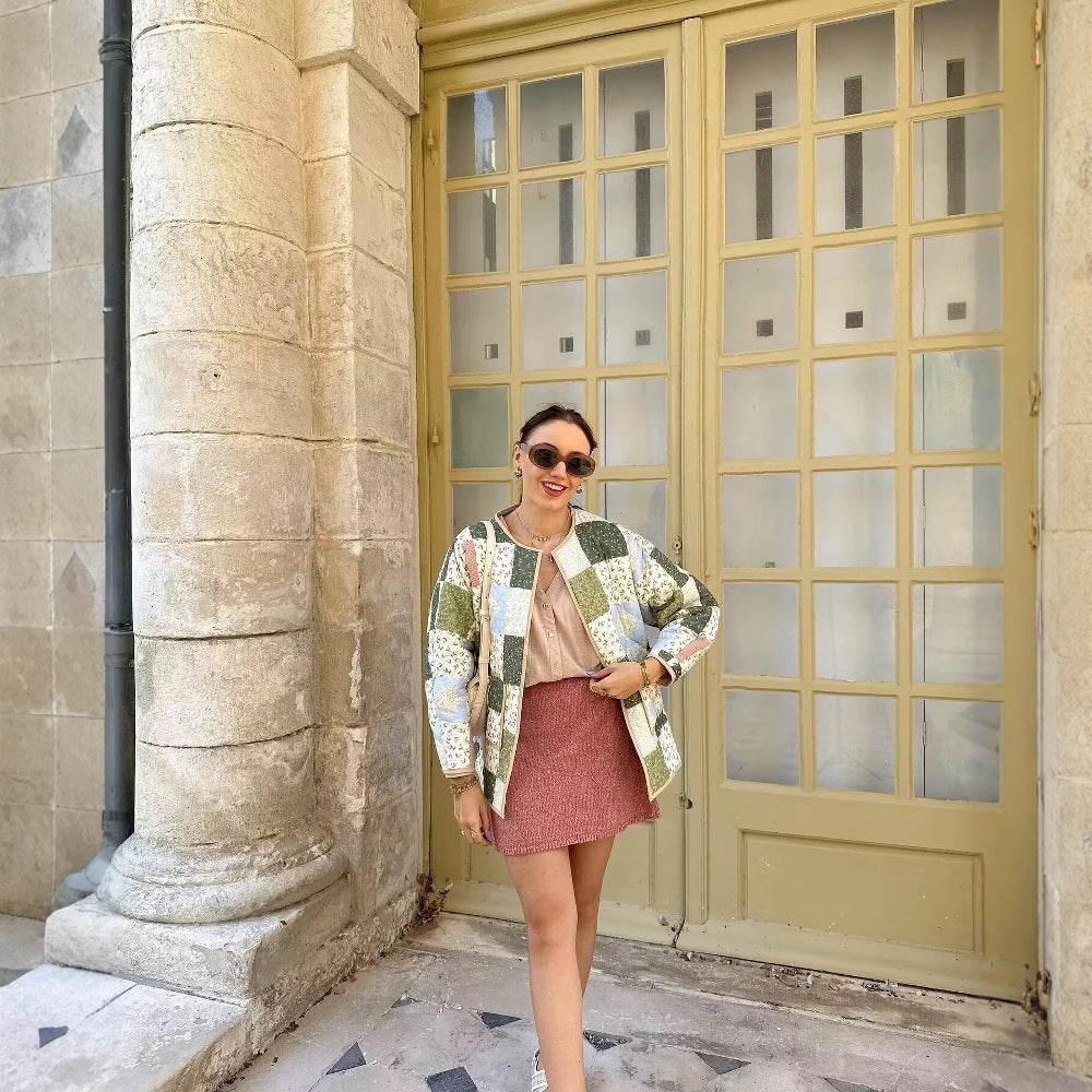 Damen gesteppte Patchwork-Jacke mit praktischen Taschen R&B