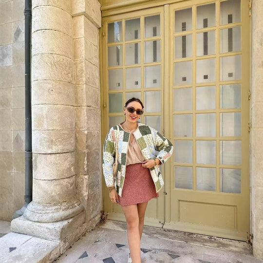 Damen gesteppte Patchwork-Jacke mit praktischen Taschen R&B