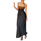 Damen elegantes langes Kleid mit innovativem Cut-Out Design und zarten Spaghettiträgern R&B