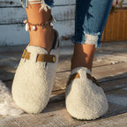 Damen Hausschuhe mit kuscheligem Fell und modischem Schnallen-Design R&B