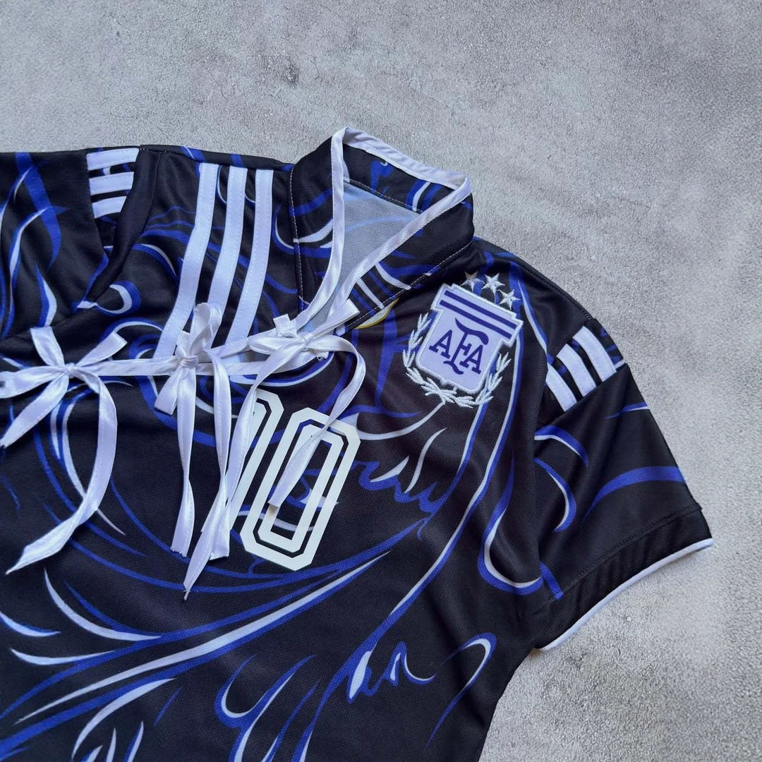Damen Sportliches cropped Fußballtrikot R&B