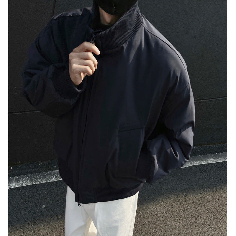 Herren lässige Bomberjacke mit hohem Kragen und praktischen Taschen R&B