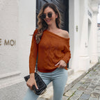 Damen Strickpullover mit asymmetrischem Ausschnitt und Zopfmuster R&B