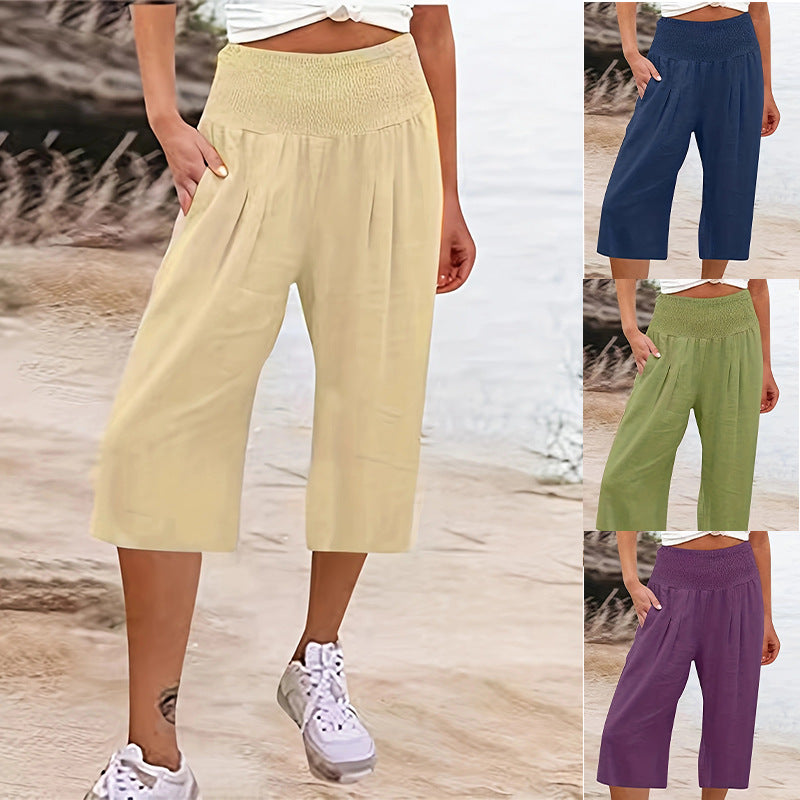 Damen Elegante Culottes mit dehnbarem Bund und Taschen R&B